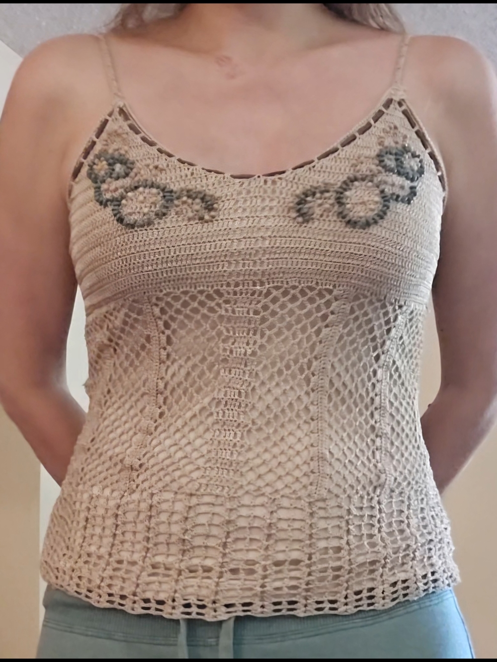 Tan Crochet Tank Top